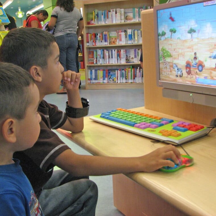 Children using the computer
