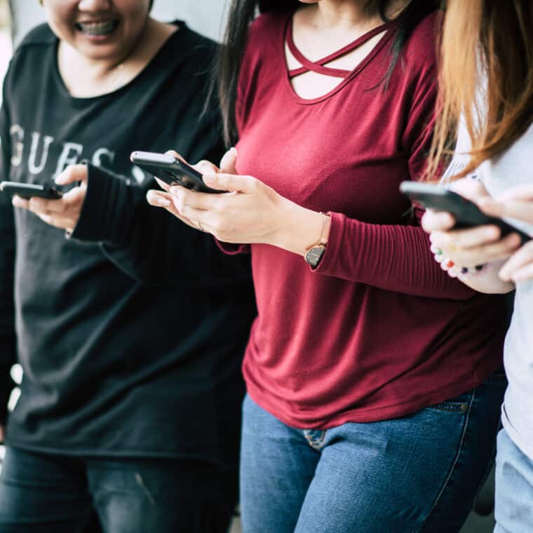 Women Touch And Chating with smart phone